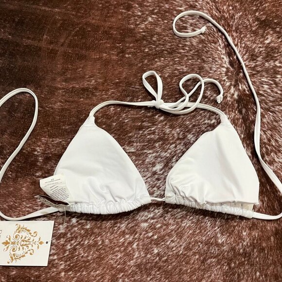 BECCA by Rebecca Virtue White Triangle Bikini Swim Top Small - Picture 6 of 9